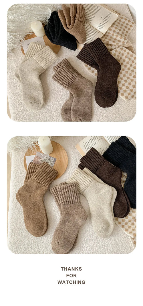 SP&CITY Winter Thickened Wool Socks Women’s Breathable Comfortable Plush Low Tube Snow Socks Korean Simple Warm Cashmere Socks