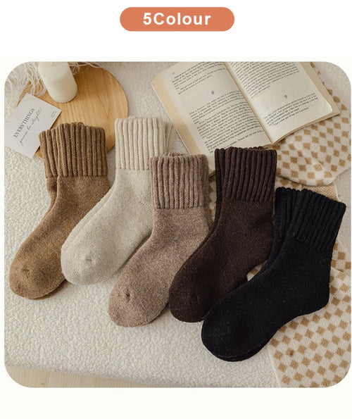 SP&CITY Winter Thickened Wool Socks Women’s Breathable Comfortable Plush Low Tube Snow Socks Korean Simple Warm Cashmere Socks