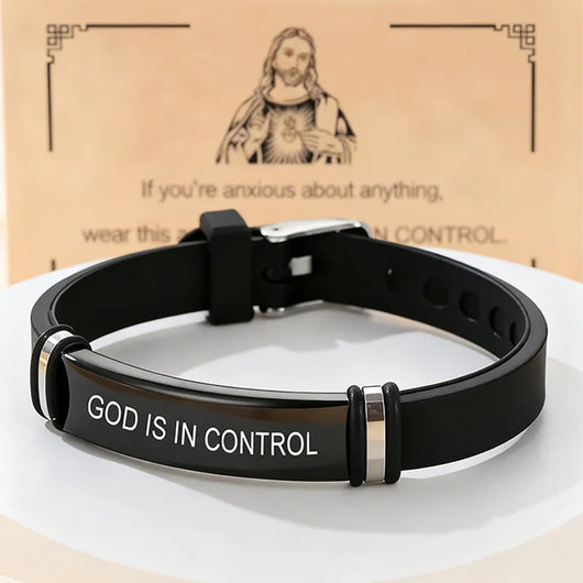 Stainless Steel God Is In Control Bracelet Christian Inspirational Adjustable Rope Bracelets With Card Gifts