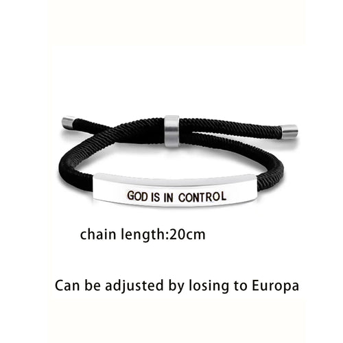 Stainless Steel God Is In Control Bracelet Christian Inspirational Adjustable Rope Bracelets With Card Gifts
