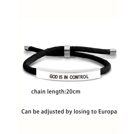 Stainless Steel God Is In Control Bracelet Christian Inspirational Adjustable Rope Bracelets With Card Gifts