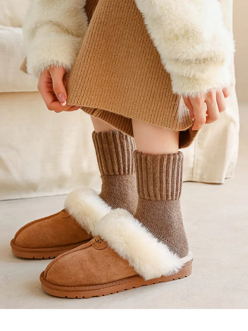 SP&CITY Winter Thickened Wool Socks Women’s Breathable Comfortable Plush Low Tube Snow Socks Korean Simple Warm Cashmere Socks