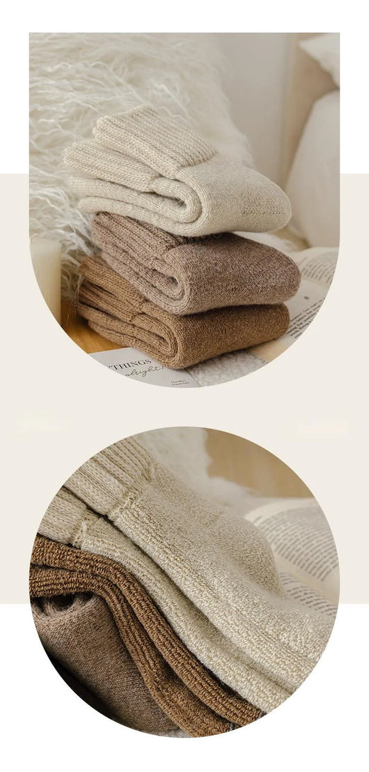 SP&CITY Winter Thickened Wool Socks Women’s Breathable Comfortable Plush Low Tube Snow Socks Korean Simple Warm Cashmere Socks