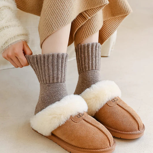 SP&CITY Winter Thickened Wool Socks Women’s Breathable Comfortable Plush Low Tube Snow Socks Korean Simple Warm Cashmere Socks